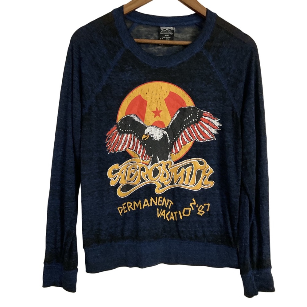 Women’s Aerosmith Rag Doll Permanent Vacation ‘87 Semi Sheer Concert Tee